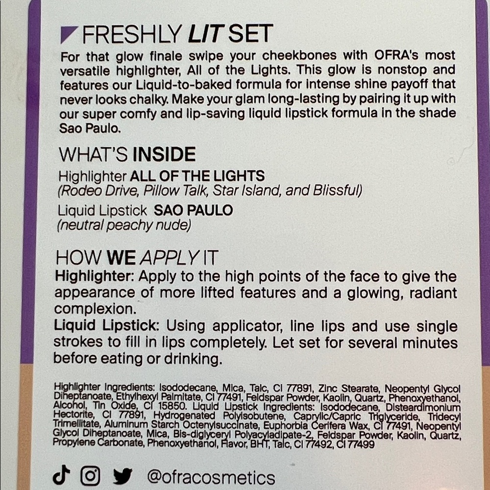 NWT OFRA Freshly Lit Set Highlighter and Lipstick - Picture 2 of 2